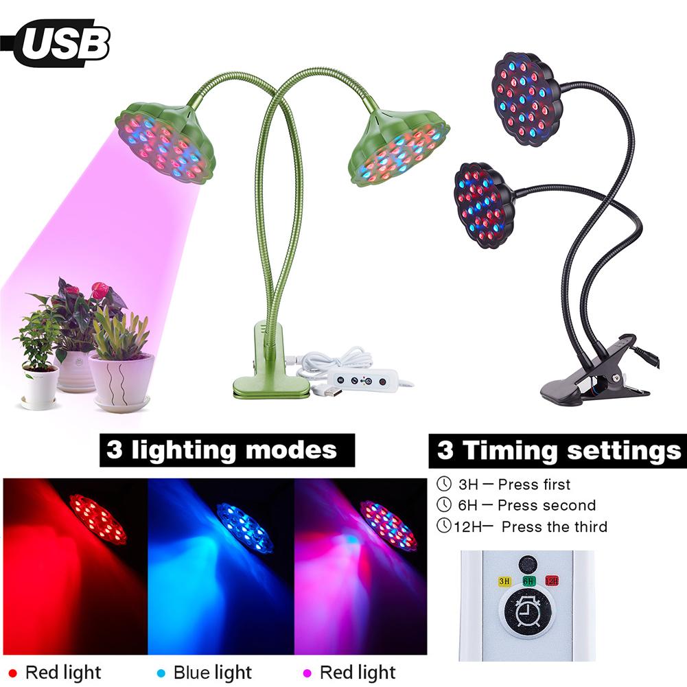 45W LED 성장 빛 듀얼 헤드 식물 꽃 로터스 램프 데스크 클립 홀더 레드 블루 UV IR 조명 클램프 램프 Veg 실내